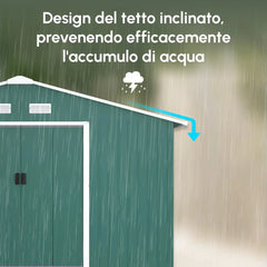 Outsunny Garden Shed with 2 Sliding Doors and 4 Steel Vents, 340x386x200cm, Green Nibeza Style