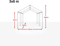 TOOLPORT 3x6 m storage tent, tent structure, garage tent, PE 350 N tarpaulin, waterproof, grey Nibeza Style