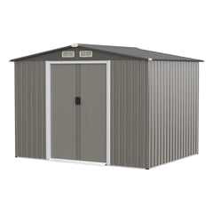 Garden Shed 260 x 207 x 181 cm Outdoor Sheds with 4 Shutters Nibeza Style