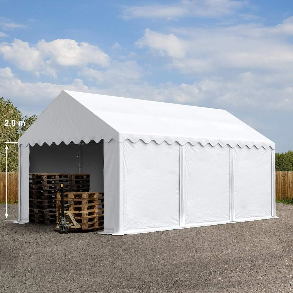 TOOLPORT 3 x 6 m PVC 700 N white waterproof storage tent Nibeza Style