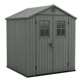 Keter Darwin Garden Shed 6 x 6, Wood Effect Finish, Sage Green, 3.30 m², 190 x 183 x 221 H cm Nibeza Style