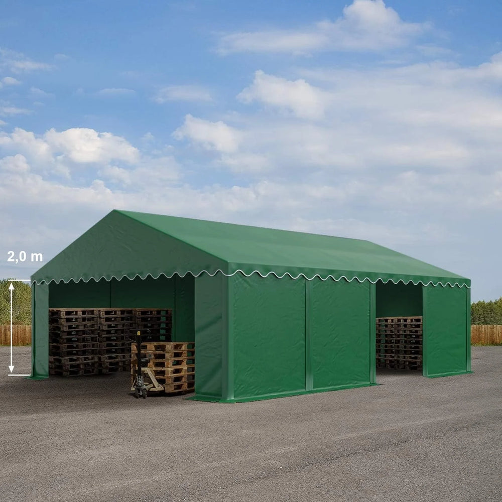 TOOLPORT 5 x 8 m PVC 700 N dark green waterproof warehouse tent Nibeza Style