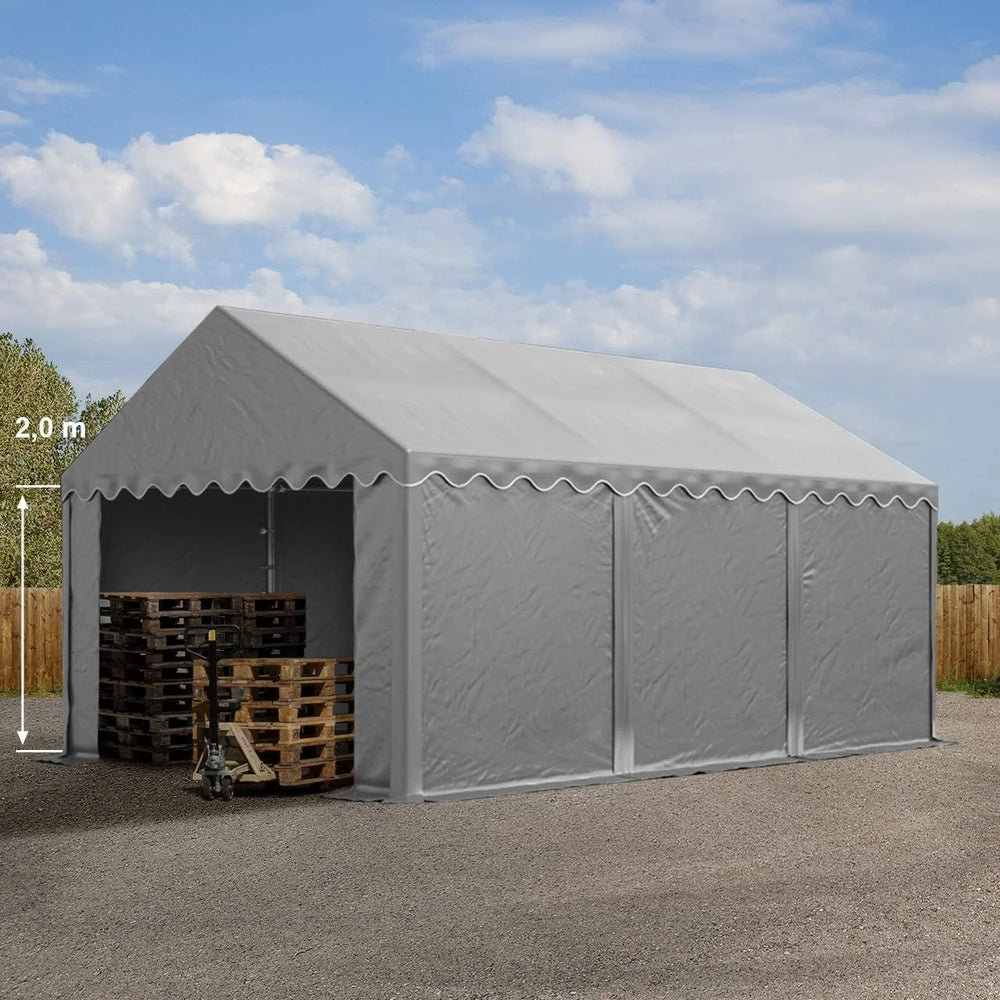 TOOLPORT 3×6 m storage tent, garage tent, waterproof 700 N PVC tarpaulin, grey Nibeza Style