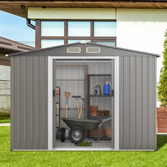 Garden Shed 260 x 207 x 181 cm Outdoor Sheds with 4 Shutters Nibeza Style