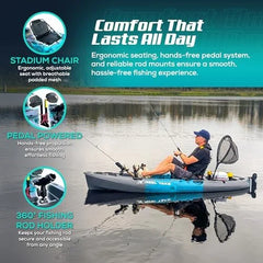 Reel Yaks Raptor Modular Fishing Kayak – 9.5ft Lightweight Sit On Top Kayak for Adults & Youth – Stable & Portable, Ideal Space-Saving Design for Travel – 380lbs Capacity Nibeza Style