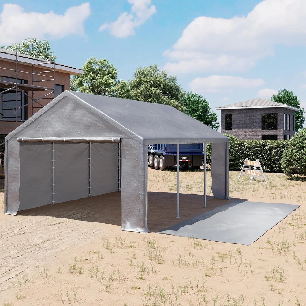 TOOLPORT 3×4 m storage tent, tent structure, garage tent, PE 350 N tarpaulin, waterproof, grey Nibeza Style