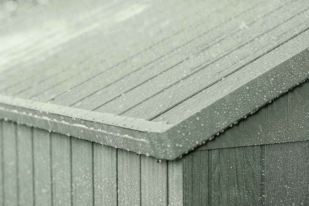 Keter Darwin Garden Shed 6 x 6, Wood Effect Finish, Sage Green, 3.30 m², 190 x 183 x 221 H cm Nibeza Style