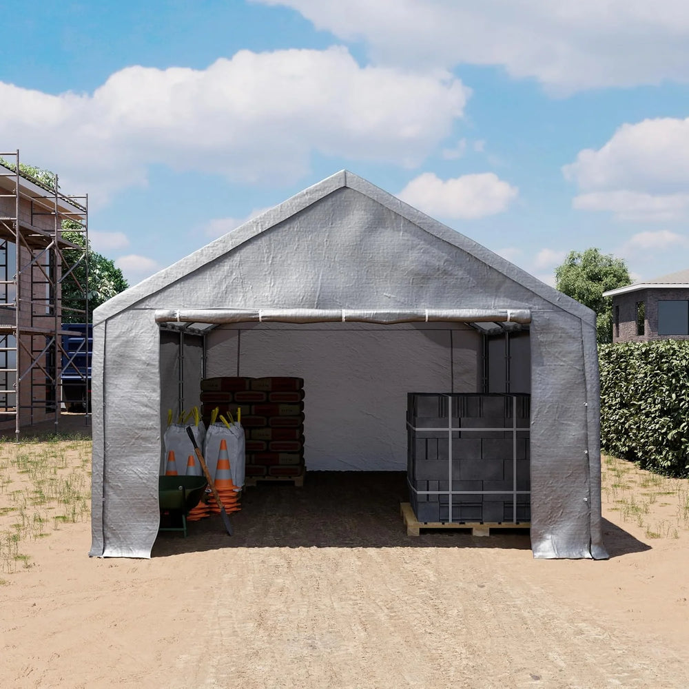 TOOLPORT 3x6 m storage tent, tent structure, garage tent, PE 350 N tarpaulin, waterproof, grey Nibeza Style