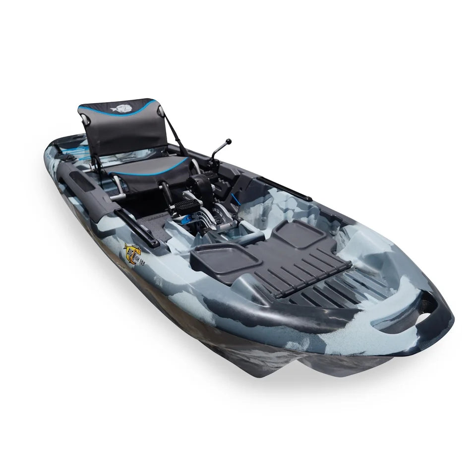 3 Waters Big Fish 108′ Length Urban Camo Pro Fish Pedal Drive Cathedral Hull Nibeza Style