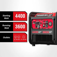 Powersmart 4400W Portable Inverter Generator, Recoil Start, 120V and 12V DC Output, Low Noise Design Nibeza Style