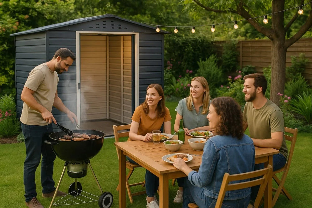 Alfresco 8 x 6ft Garden Storage Shed, Grey Nibeza Style