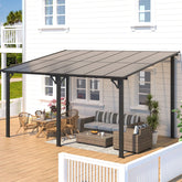 Aecojoy 10 ft. x 14 ft. Dark Gray Aluminum Patio Cover Nibeza Style