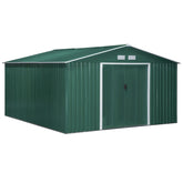 Outsunny Garden Shed with 2 Sliding Doors and 4 Steel Vents, 340x386x200cm, Green Nibeza Style