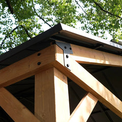 JOYSIDE 15 ft. x 13 ft. Solid Cedar Wood Outdoor Patio Hardtop Gazebo Nibeza Style