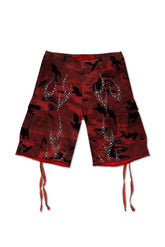 Studded Cargo Shorts Red-NIBEZA Apparels-Nibeza Style