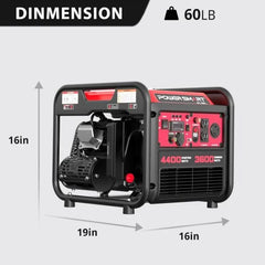 Powersmart 4400W Portable Inverter Generator, Recoil Start, 120V and 12V DC Output, Low Noise Design Nibeza Style