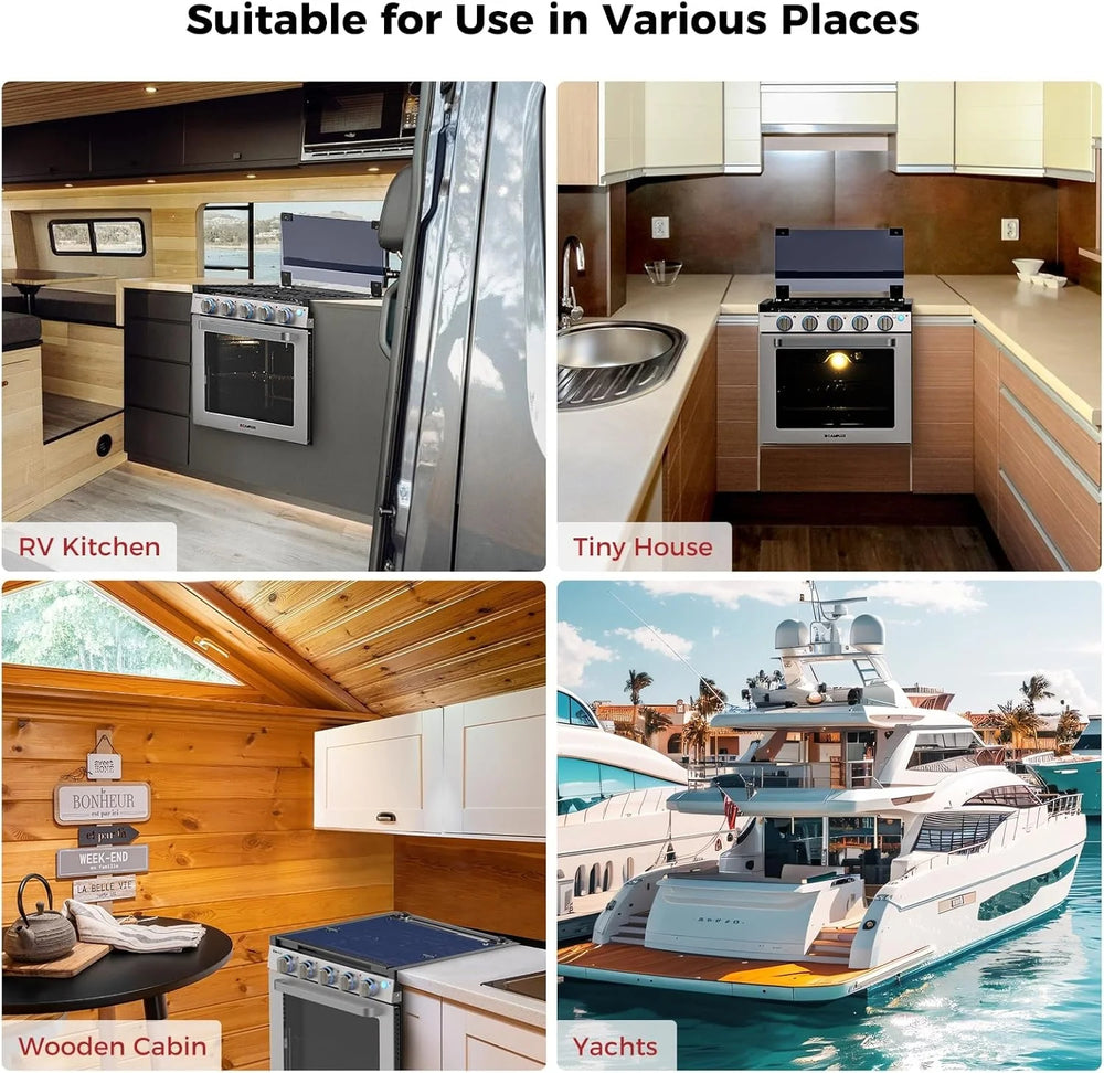 Camplux 21 Inches RV Stove Gas Range Oven 3 Burners Cooktop Nibeza Style