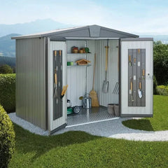 Biohort Europa garden shed, thickness 0.5 mm, 203x244x156 cm, grey, 2 batt. Nibeza Style