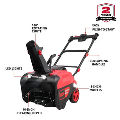 PowerSmart 80V 21″ Cordless Snow Blower with 2 Batteries and Charger Nibeza Style