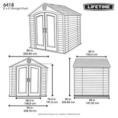LIFETIME 8 X 5 Ft Outdoor Storage Shed with Window Nibeza Style