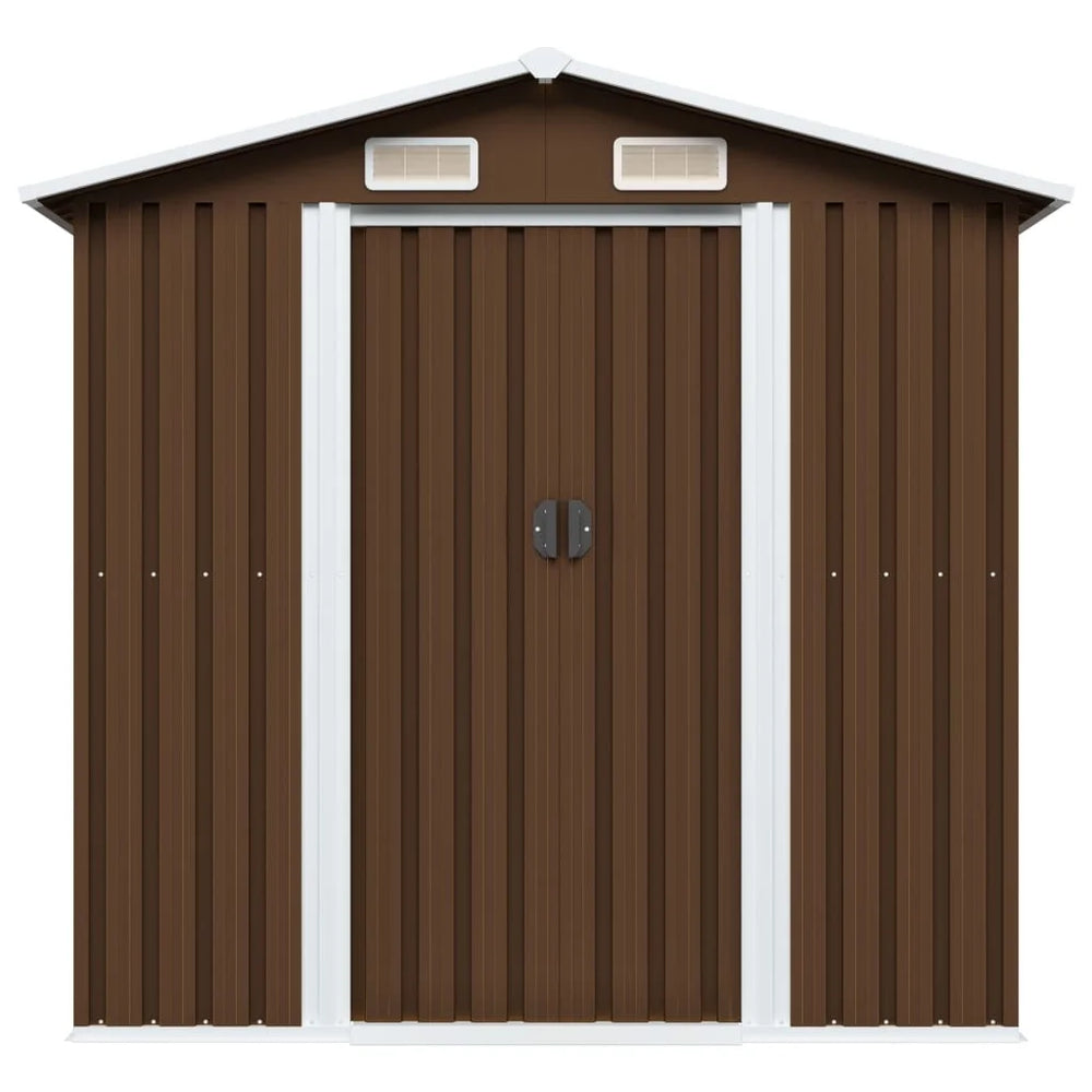 Brown steel garden shed 204x132x186 cm Nibeza Style