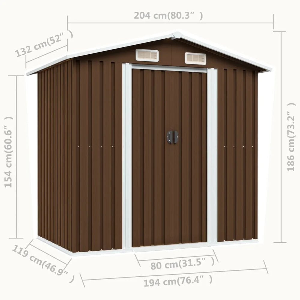 Brown steel garden shed 204x132x186 cm Nibeza Style