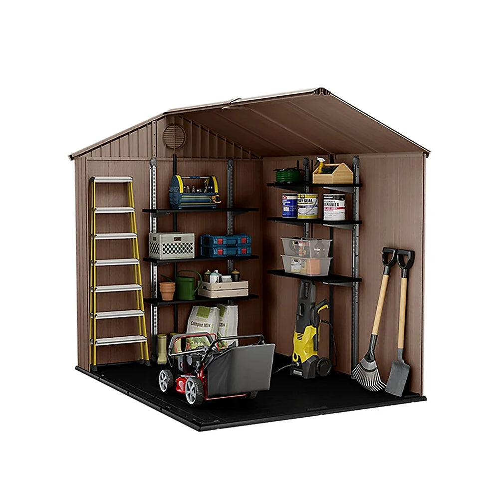 Keter Darwin 8X6 Ft Apex Plastic 2 Door Shed With Floor & 1 Window Nibeza Style