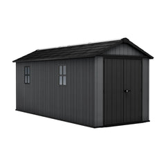 Keter Newton Plus 17X7.5 Ft Apex Grey Plastic 2 Door Shed With Floor & 2 Windows Nibeza Style