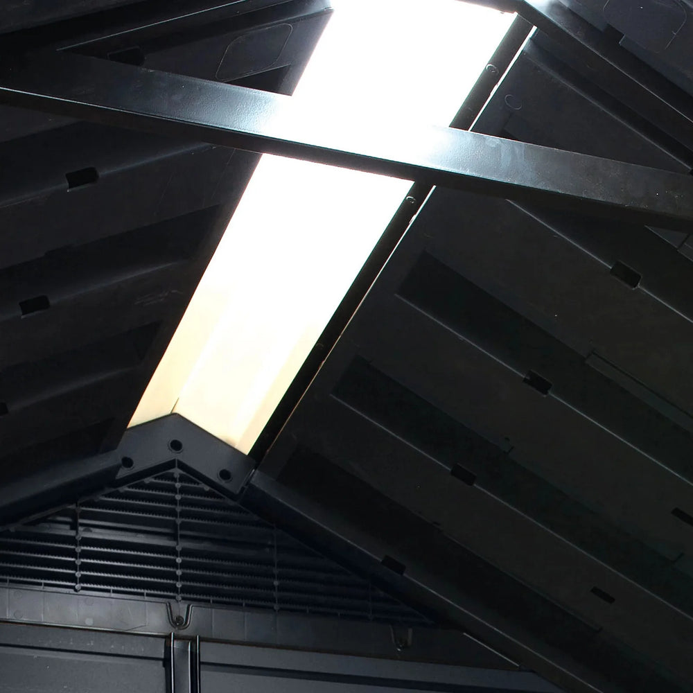 Keter Newton Plus 17X7.5 Ft Apex Grey Plastic 2 Door Shed With Floor & 2 Windows Nibeza Style