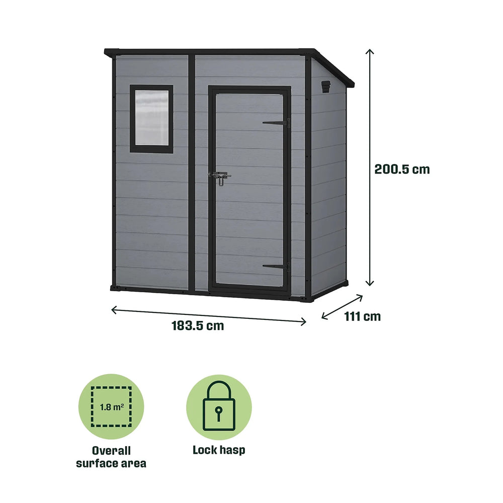 Klikstrom Senner 6X4 Ft Pent Grey Metal Shed With Floor & 1 Window Nibeza Style