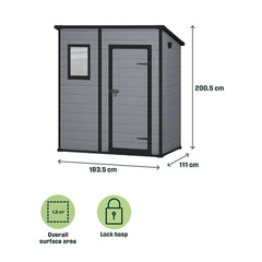 Klikstrom Senner 6X4 Ft Pent Grey Metal Shed With Floor & 1 Window Nibeza Style