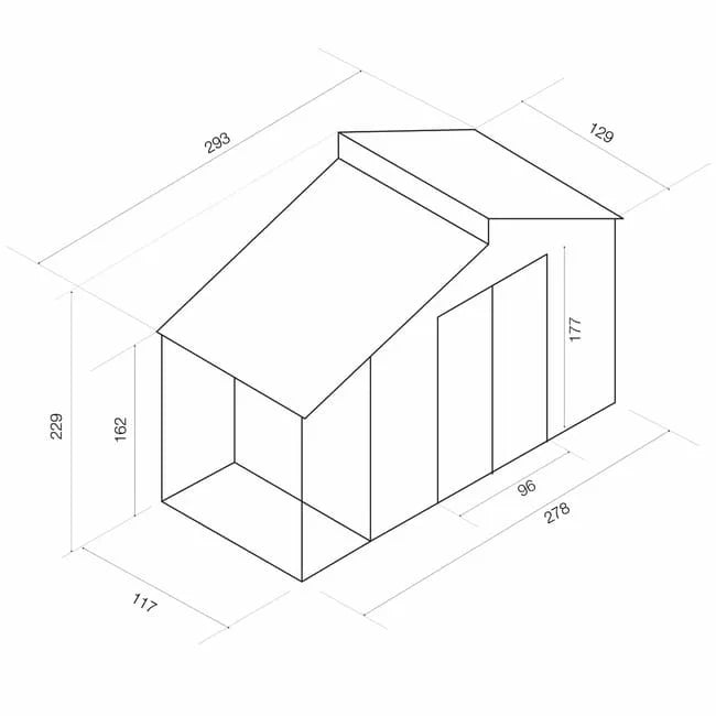 Gardiun Nottingham Metal Shed with Porch 3.78 m² Exterior 129x293x229 cm Galvanized Steel Anthracite Grey Nibeza Style