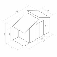 Gardiun Nottingham Metal Shed with Porch 3.78 m² Exterior 129x293x229 cm Galvanized Steel Anthracite Grey Nibeza Style