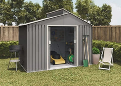 Lättsta 5.44m2 metal garden shed in premium metallic grey Nibeza Style