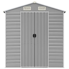 vidaXL Garden Shed Light Grey 191x385x198 cm Galvanised Steel Nibeza Style
