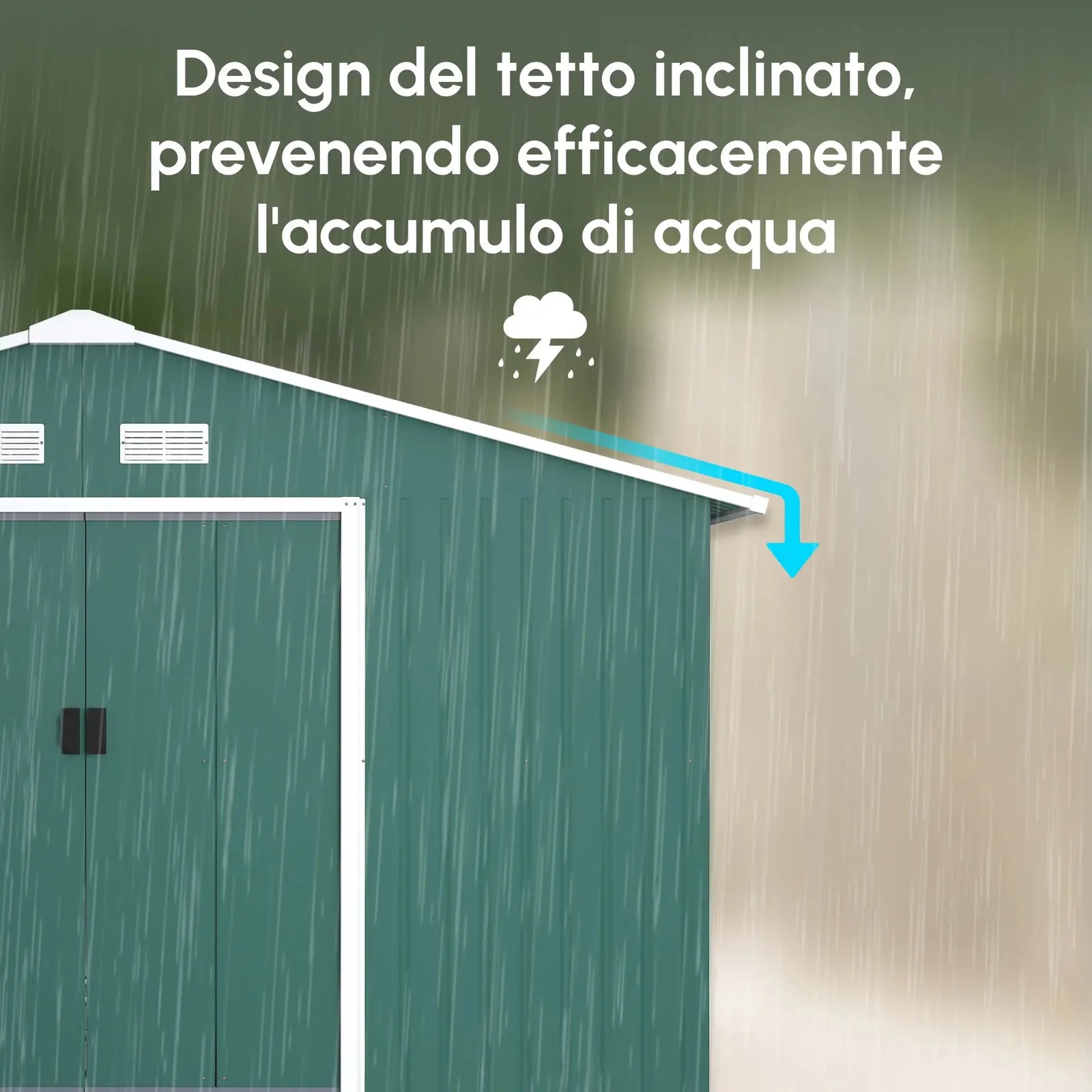 Outsunny Garden Shed with 2 Sliding Doors and 4 Steel Vents, 340x386x200cm, Green Nibeza Style