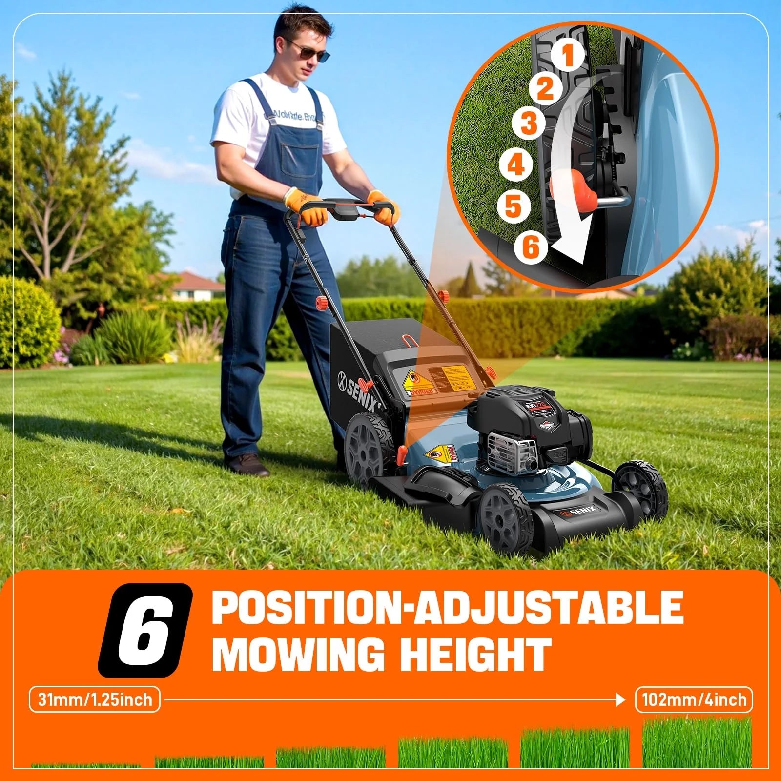SENIX LSSG-H2 22-Inch Self Propelled Gas Lawn Mower with 163 cc 4-Cycle Engine Nibeza Style