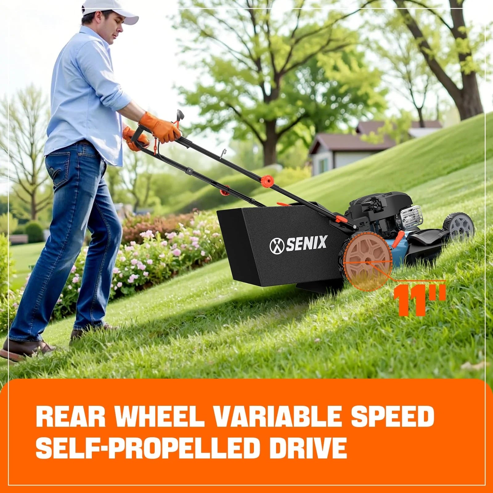 SENIX LSSG-H2 22-Inch Self Propelled Gas Lawn Mower with 163 cc 4-Cycle Engine Nibeza Style