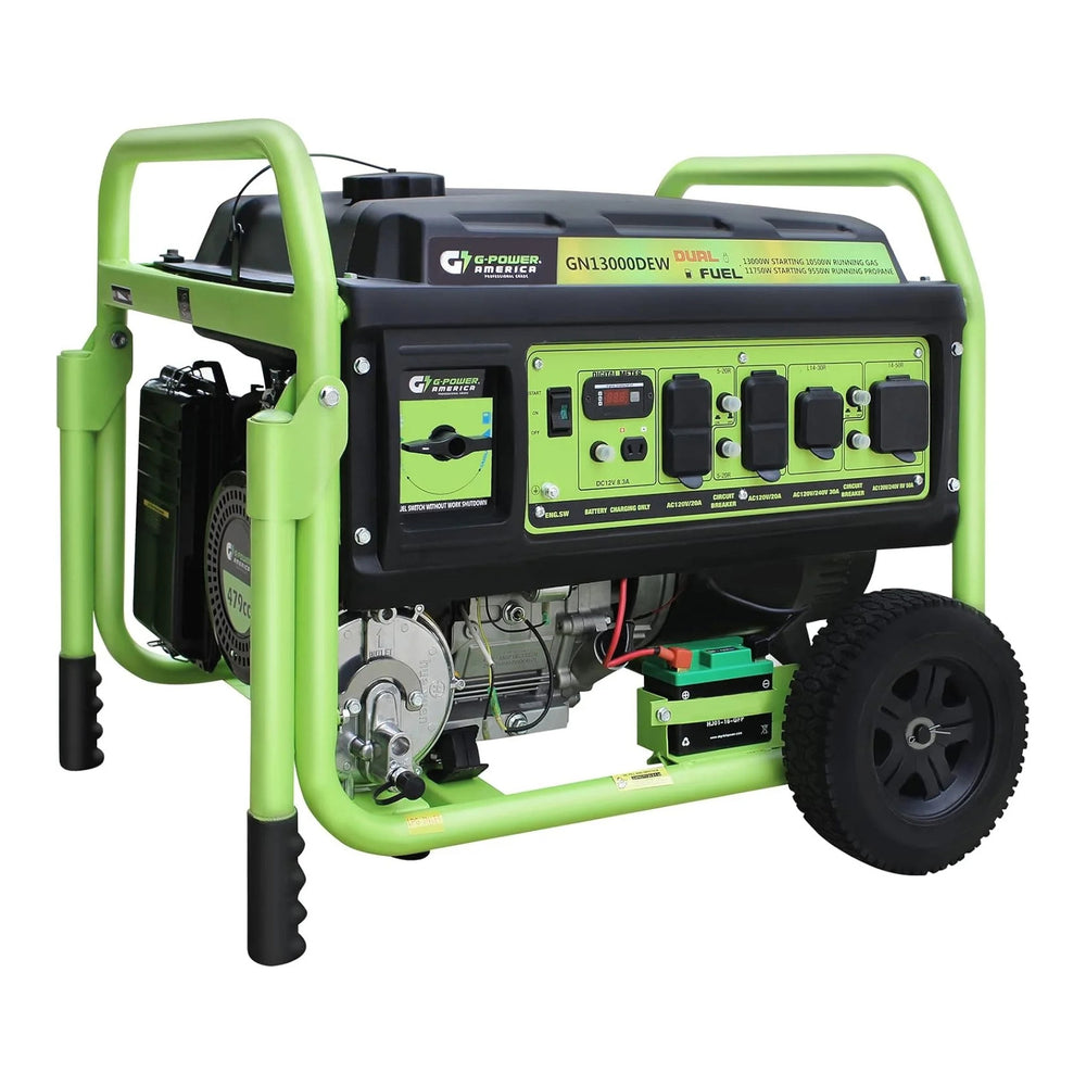 13,000W Dual Fuel Portable Generator, Powered by Gas or Propane, Electric Start, Home Backup & RV Ready Nibeza Style