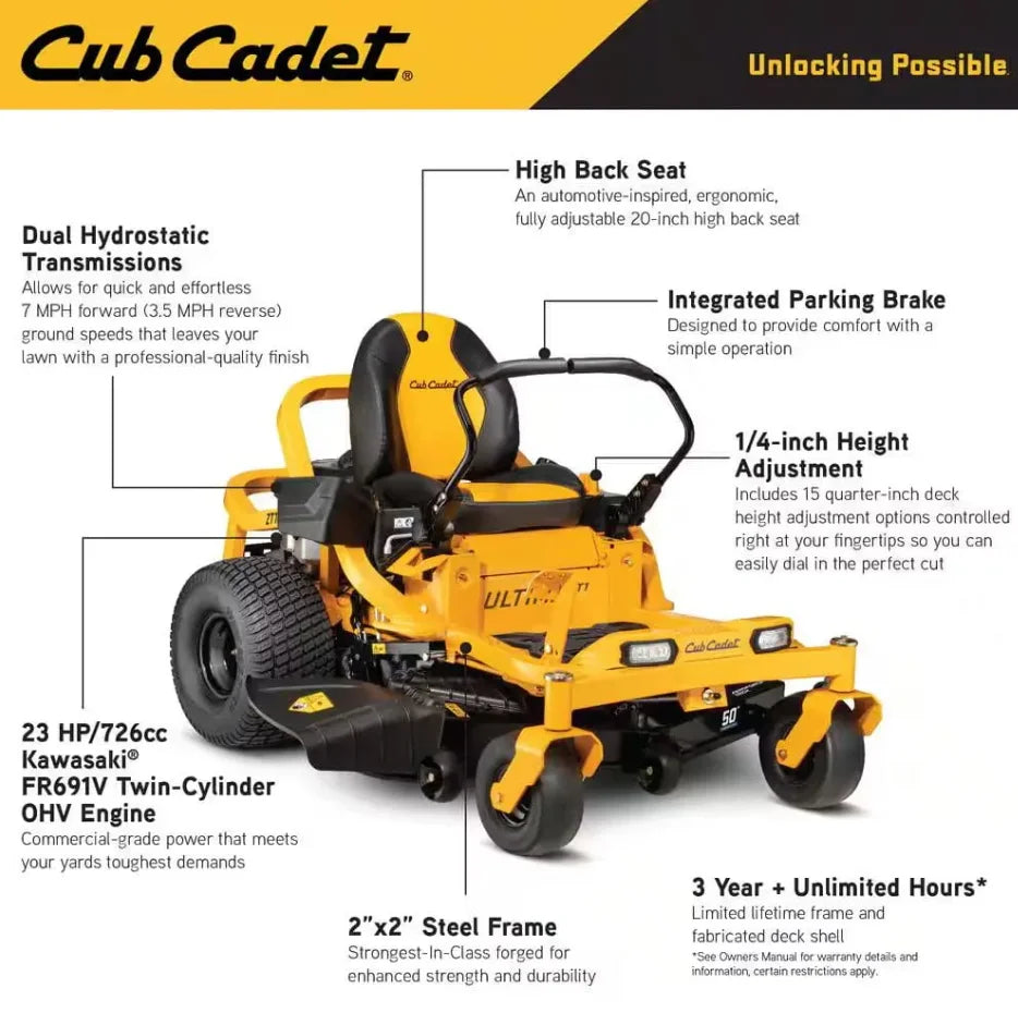 Cub Cadet Ultima ZT1 50″ Zero-Turn Riding Lawn Mower – Power, Precision & Comfort Nibeza Style