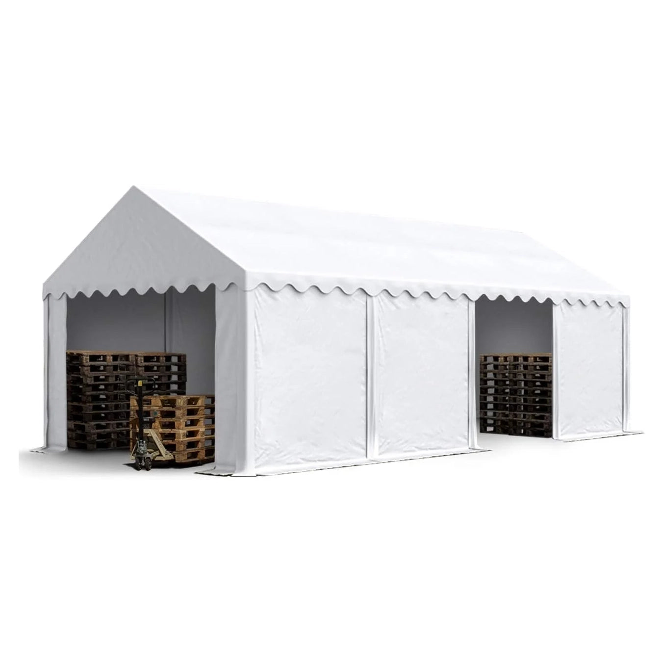Toolport 4×8 m PVC 700 n white waterproof storage tent shed tent Nibeza Style