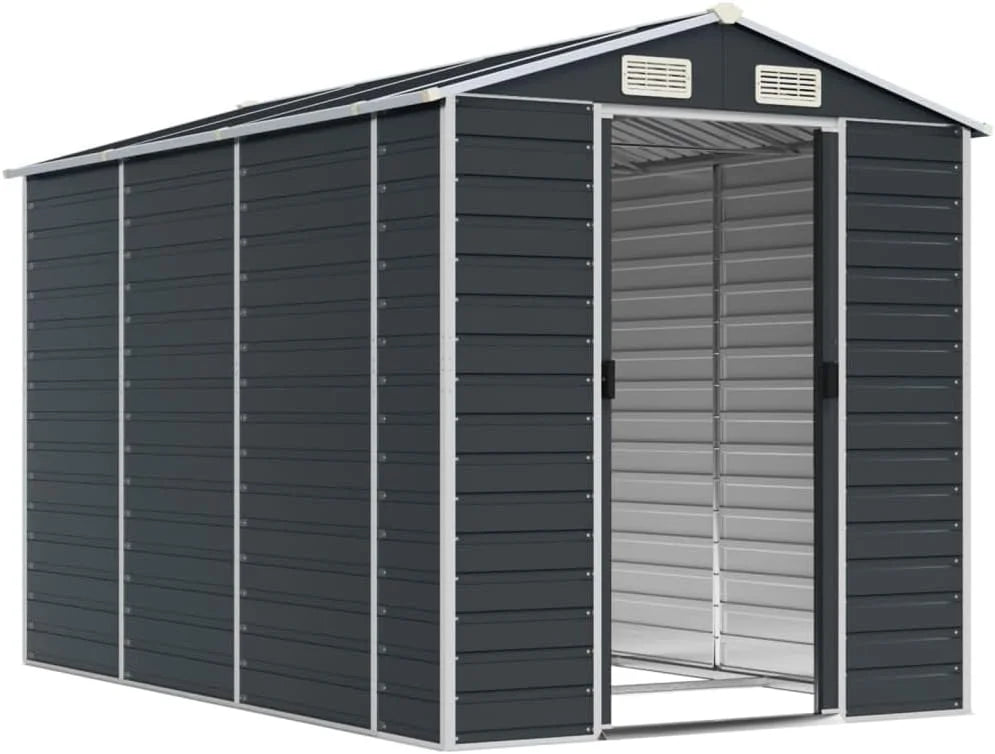 VIDAXL Garden Shed Anthracite 191x300x198 cm Galvanized Steel Nibeza Style