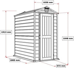 Duramax EverMore 4 x 6ft Plastic Garden Shed – Adobe & Grey – Fire Retardant & All Season Outdoor Storage Solution – Includes Plastic Floor, Dark Grey and Adobe Nibeza Style