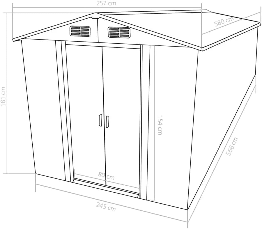 vidaXL Garden Shed 257x580x181 cm Metal Nibeza Style