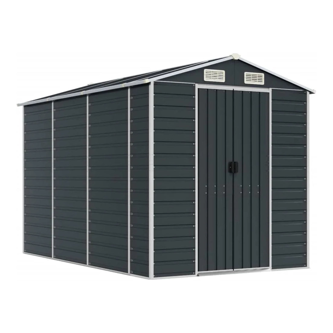 VIDAXL Garden Shed Anthracite 191x300x198 cm Galvanized Steel Nibeza Style