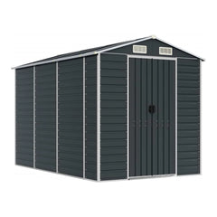 VIDAXL Garden Shed Anthracite 191x300x198 cm Galvanized Steel Nibeza Style