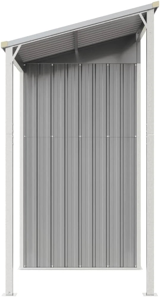 Garden shed with elongated roof, light grey, 277 x 110.5 x 181 cm Nibeza Style