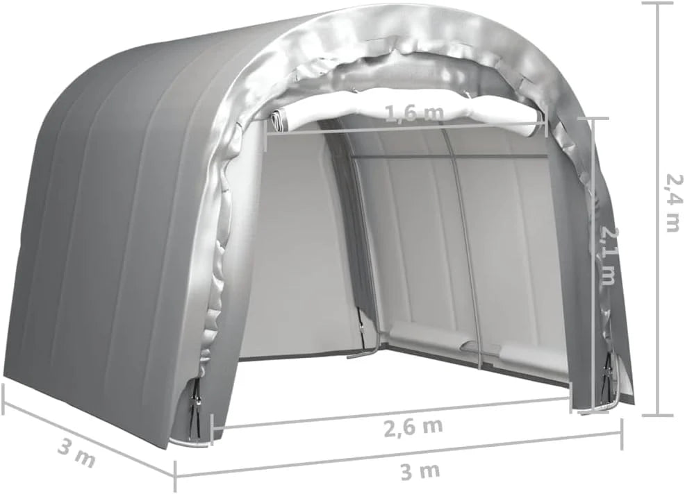 300x300 cm grey steel storage tent Nibeza Style