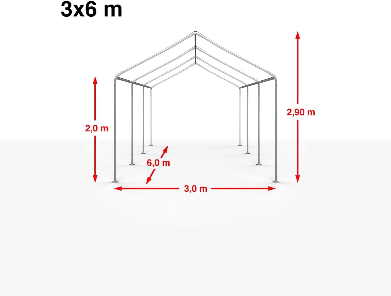 TOOLPORT 3x6 m storage tent, tent structure, garage tent, PE 350 N tarpaulin, waterproof, grey Nibeza Style