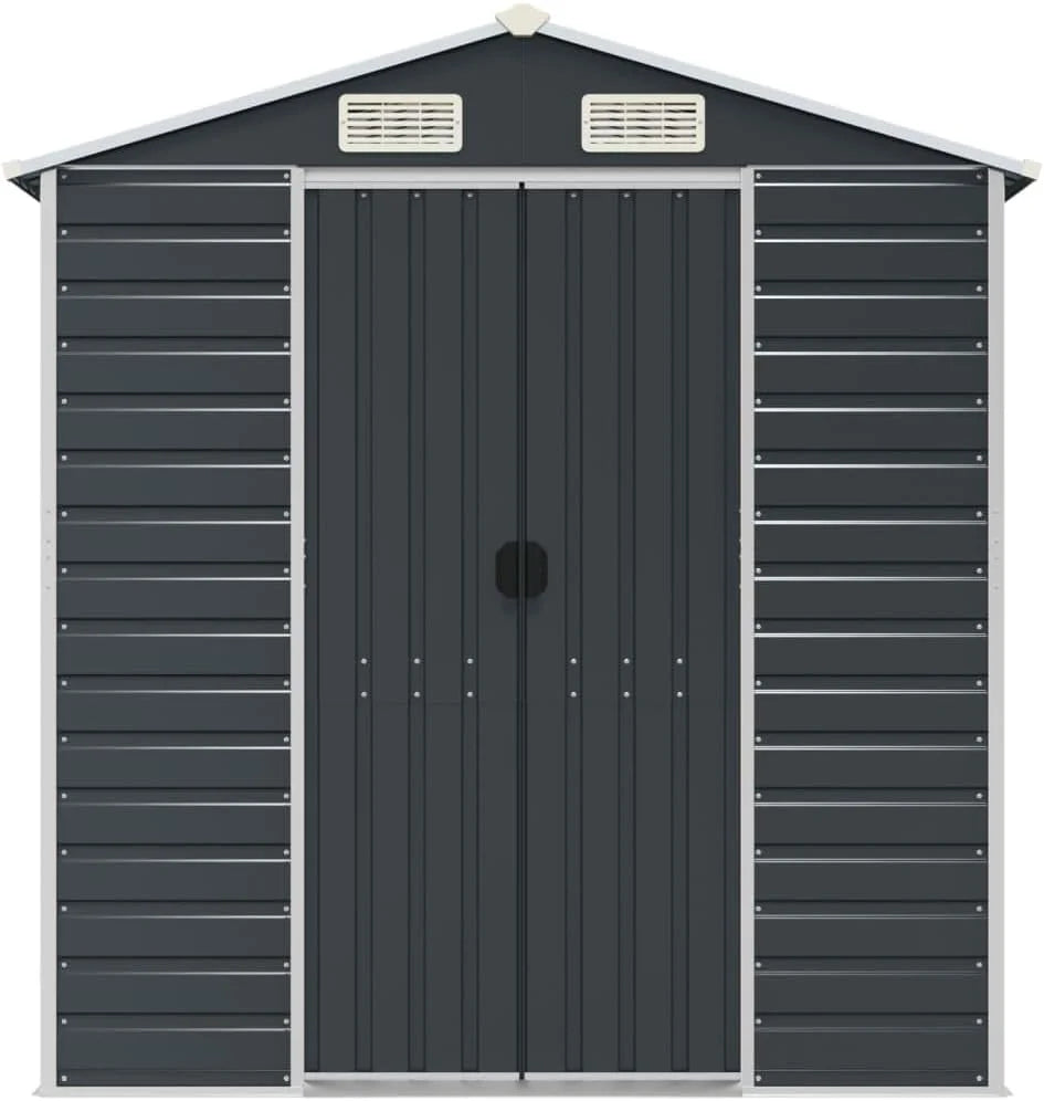 VIDAXL Garden Shed Anthracite 191x300x198 cm Galvanized Steel Nibeza Style